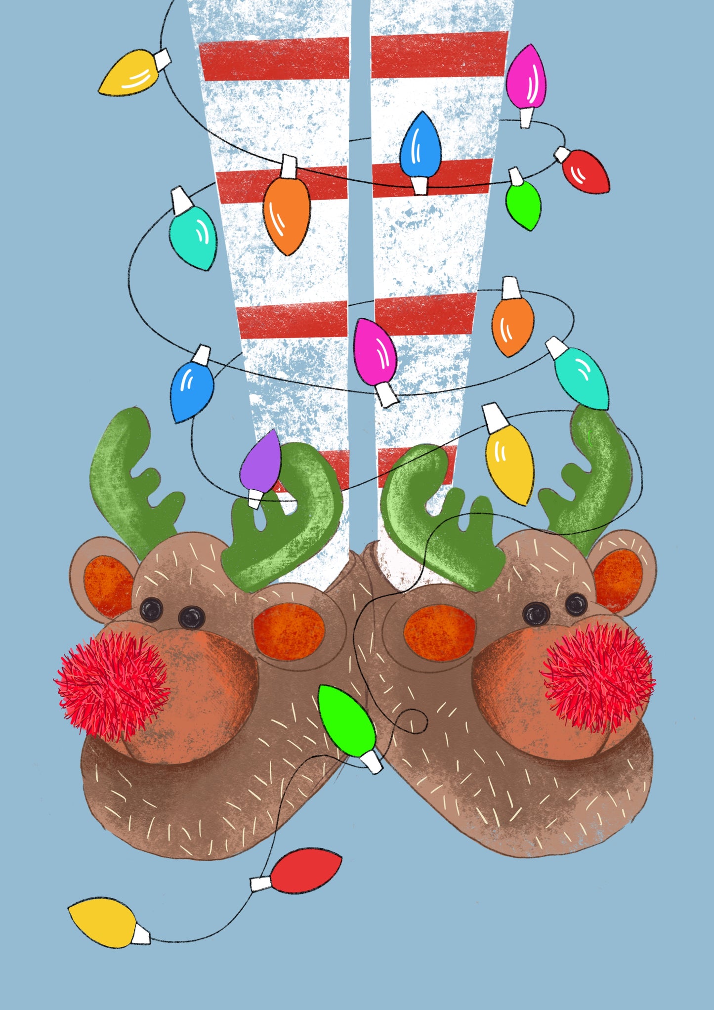 PRE-ORDER: Reindeer slippers Christmas card