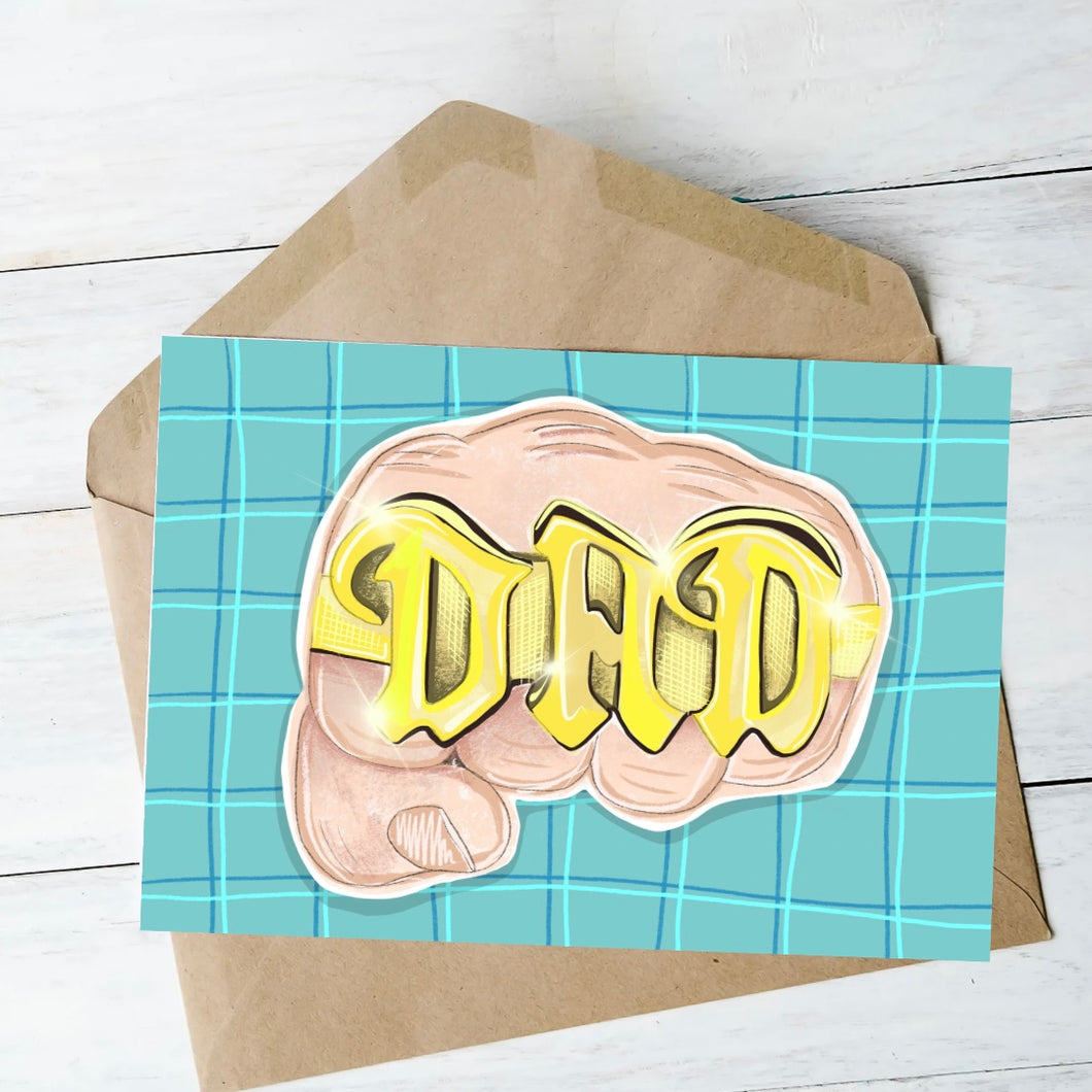 Dad knuckle duster greetings card