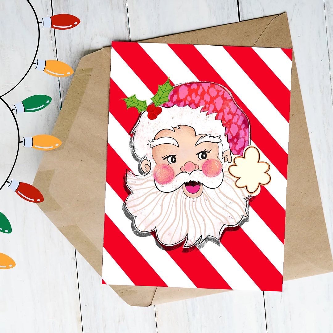 Cheery Santa Christmas festive card