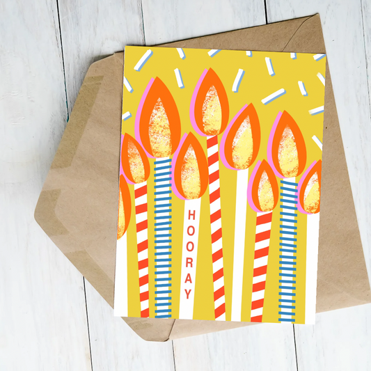 HOORAY candles birthday card