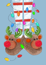 Load image into Gallery viewer, Reindeer slippers Christmas card
